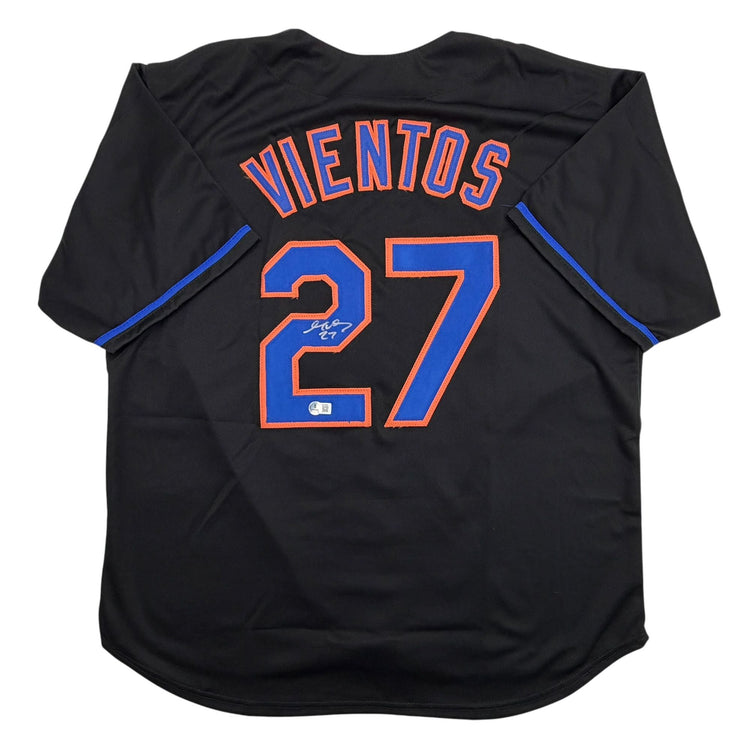 Autographed/Signed Mark Vientos New York Black Baseball Jersey Beckett BAS COA