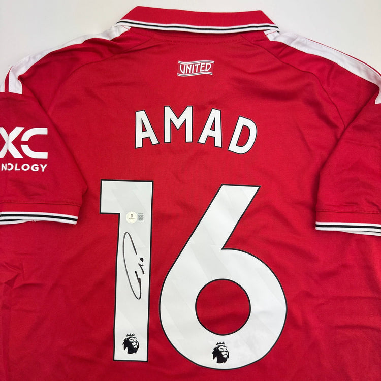 Autographed/Signed Amad Diallo Manchester United Red Soccer Futbol Jersey Beckett BAS COA