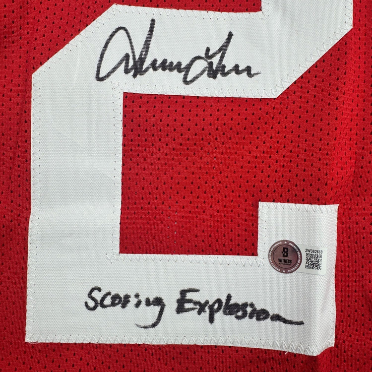 Autographed/Signed Irving Fryar "Scoring Explosion" Nebraska Red College Football Jersey Beckett BAS COA