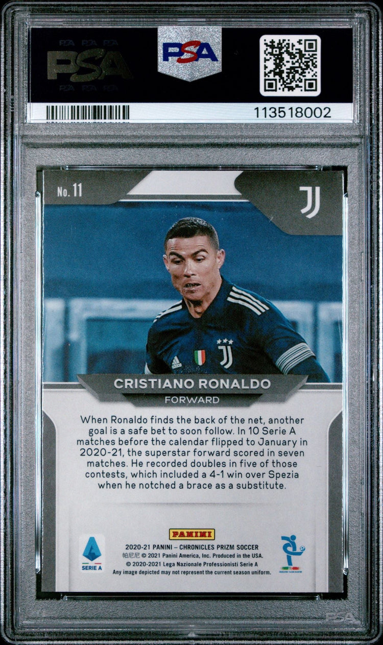 Graded 2020 Panini Chronicles Cristiano Ronaldo #11 Prizm Serie A Soccer Card PSA 10 Gem Mint