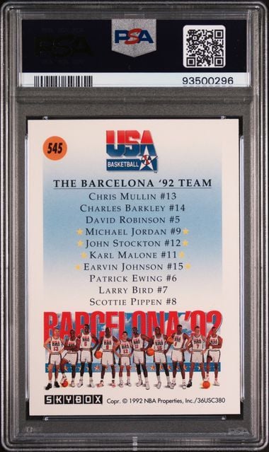 Graded 1991 Skybox Team USA 2 Michael Jordan #545 Basketball Card PSA 10 Gem Mint