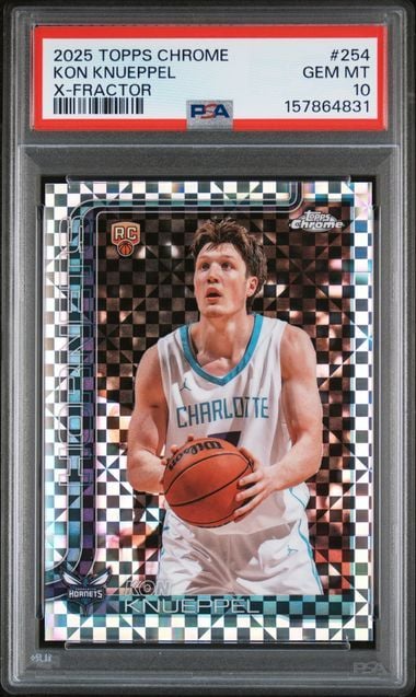 Graded 2025 Topps Chrome Kon Knueppel #254 X-Fractor Rookie RC Basketball Card PSA 10 Gem Mint
