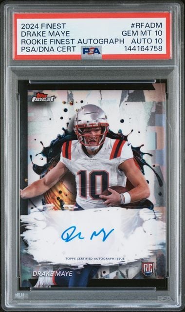 Graded 2024 Topps Finest Drake Maye #RFADM Rookie Finest Autograph Rookie RC Football Card PSA 10 Auto 10