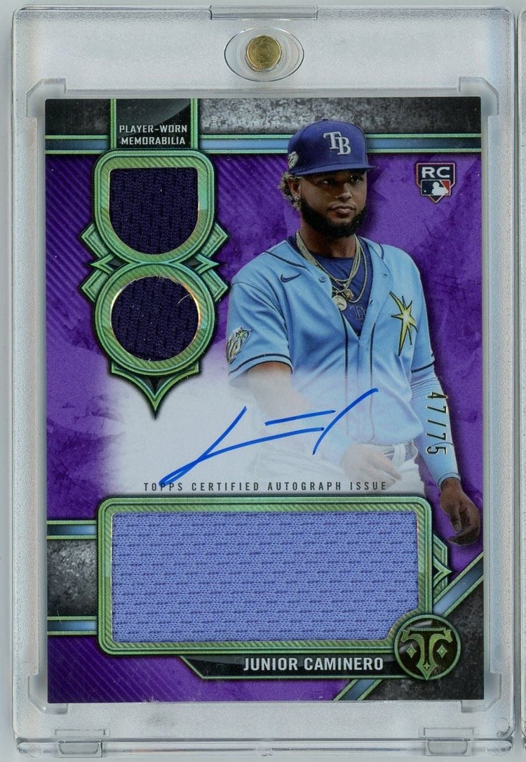 2024 Topps Triple Threads Junior Caminero #RAR-JC Relic Patch Auto RPA /75 Rookie RC Baseball Card