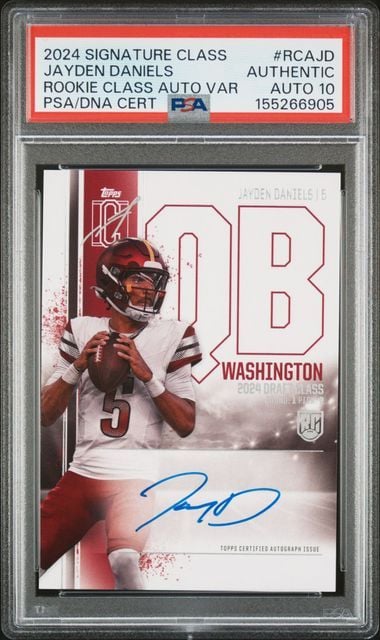 Graded 2024 Topps Signature Class Jayden Daniels #RCAJD Rookie Class Auto Variation Rookie RC Football Card PSA 10 Auto Gem Mint