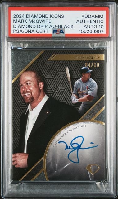 Graded 2024 Topps Diamond Kings Mark McGwire #DDAMM Diamond Drip Auto /10 Baseball Card PSA 10 Auto Gem Mint