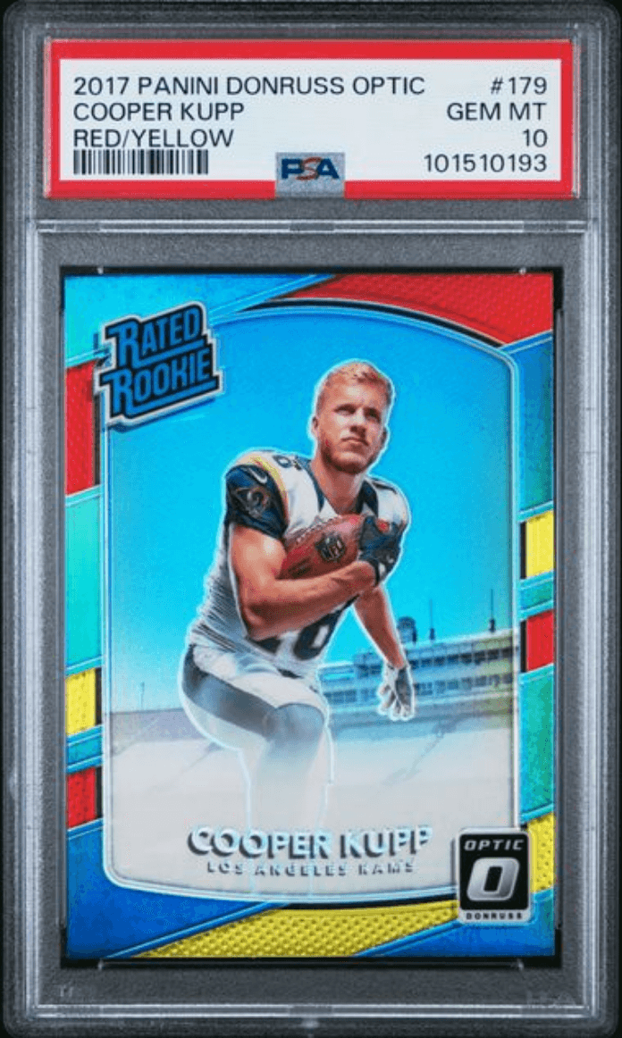 Graded 2017 Panini Donruss Optic Cooper Kupp #179 Red/Yellow Rookie RC Football Card PSA 10 Gem Mint