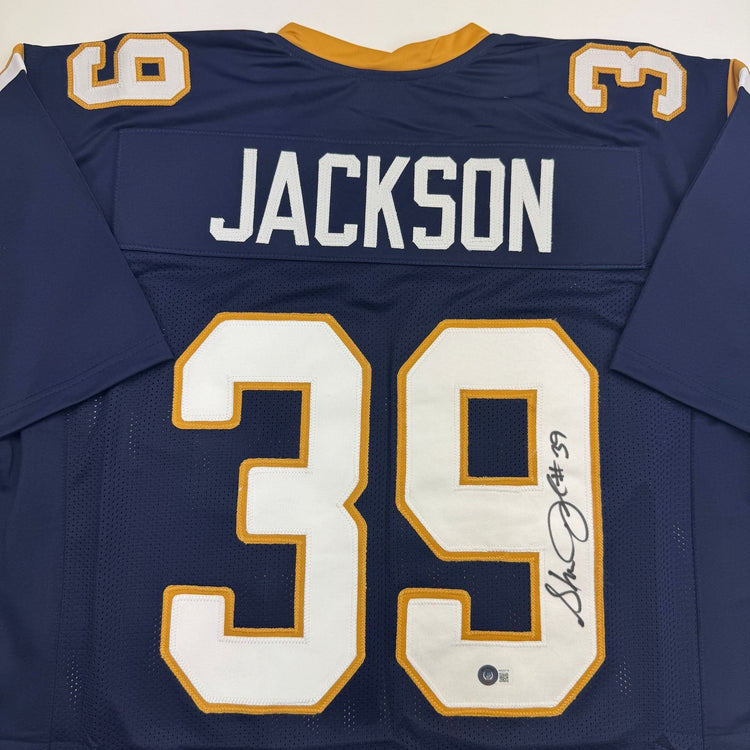 Autographed/Signed Steven Jackson St. Louis Navy Football Jersey Beckett BAS COA