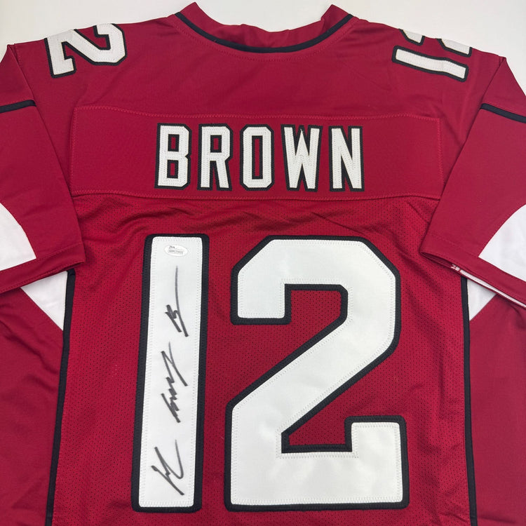 Autographed/Signed John Brown Arizona Red Football Jersey JSA COA