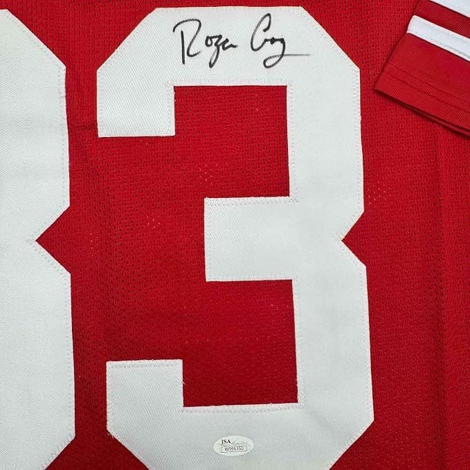 Framed Autographed/Signed Roger Craig 35x39 San Francisco Red Football Jersey JSA COA