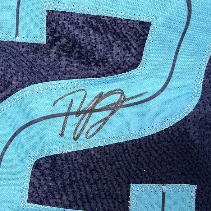 Framed Autographed/Signed Ty Jerome 35x39 Memphis Navy Blue Basketball Jersey Beckett BAS COA