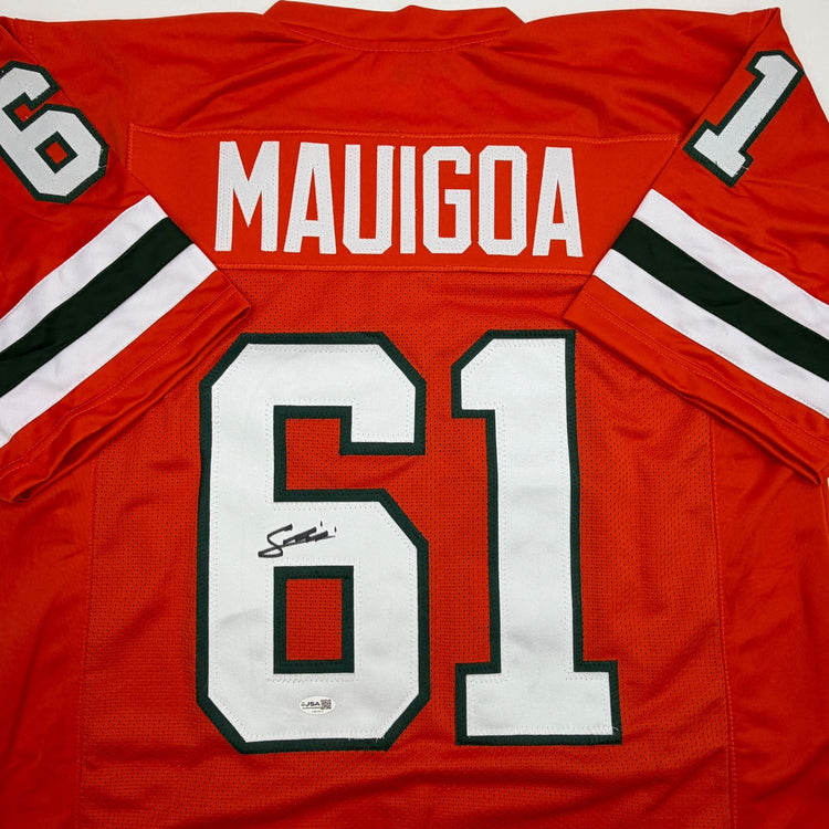 Autographed/Signed Francis Mauigoa Miami Orange College Football Jersey JSA COA
