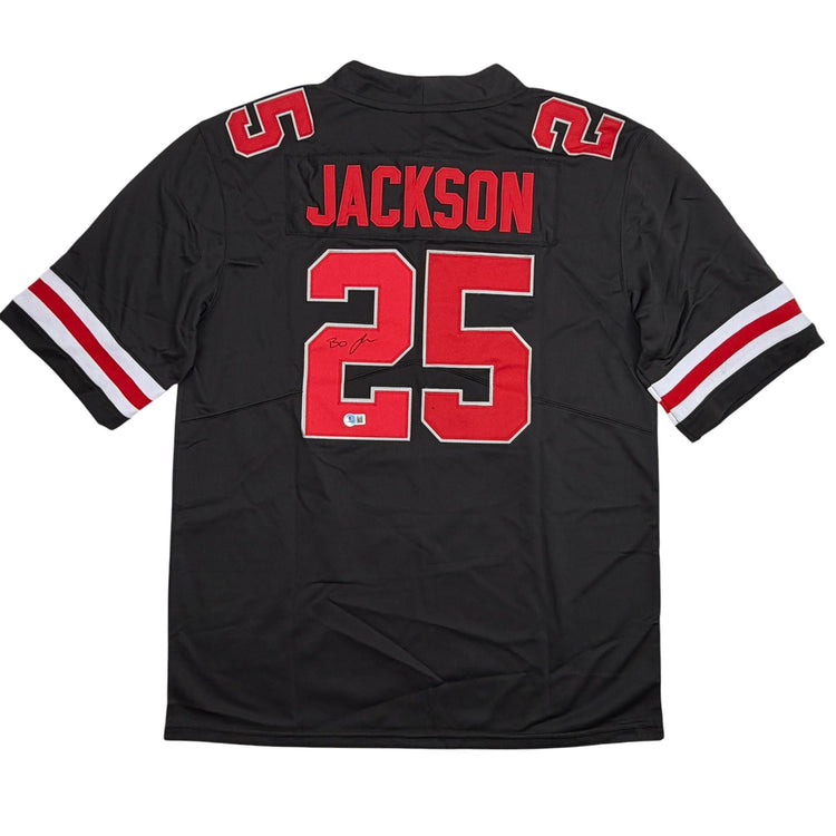 Autographed/Signed Lamar Bo Jackson Ohio State Black College Football Jersey Beckett BAS COA