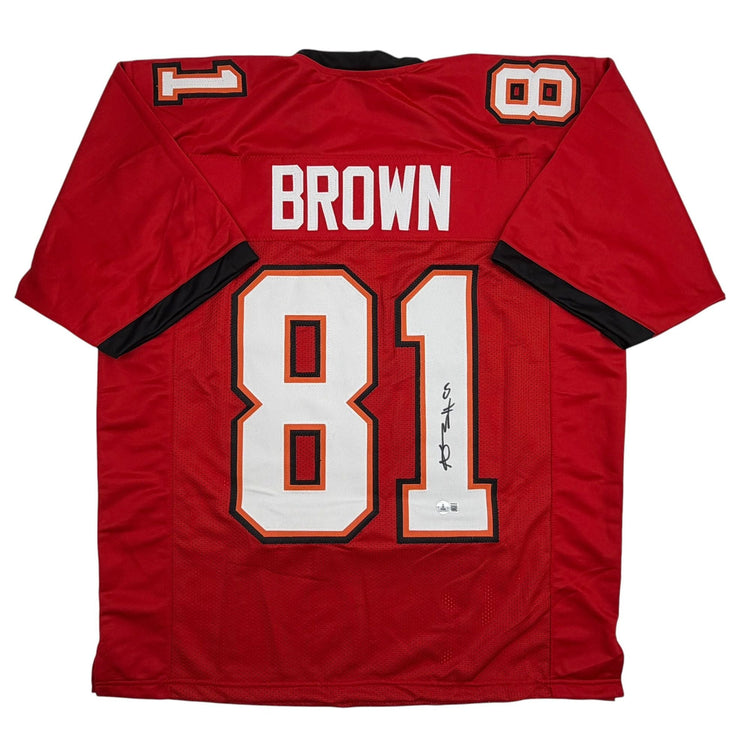 Autographed/Signed Antonio Brown Tampa Bay Red Football Jersey Beckett BAS COA