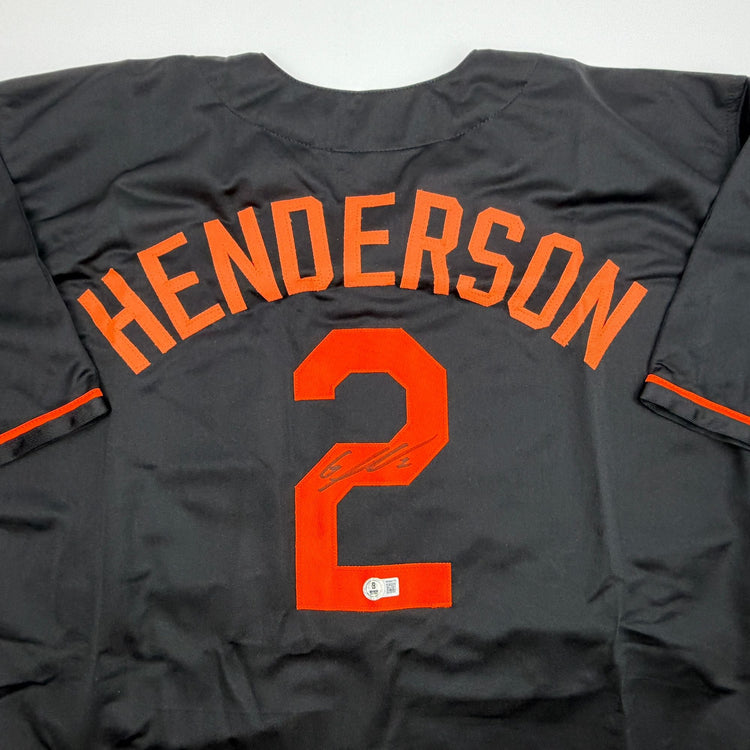 Autographed/Signed Gunnar Henderson Baltimore Black Baseball Jersey Beckett BAS COA