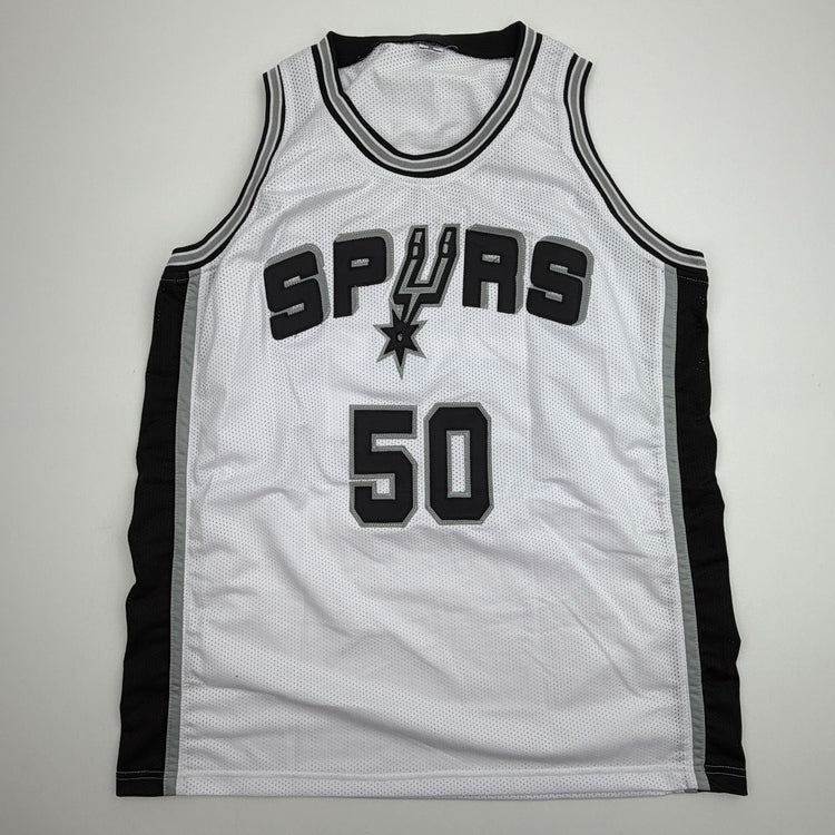 Autographed/Signed David Robinson San Antonio White Basketball Jersey Beckett BAS COA