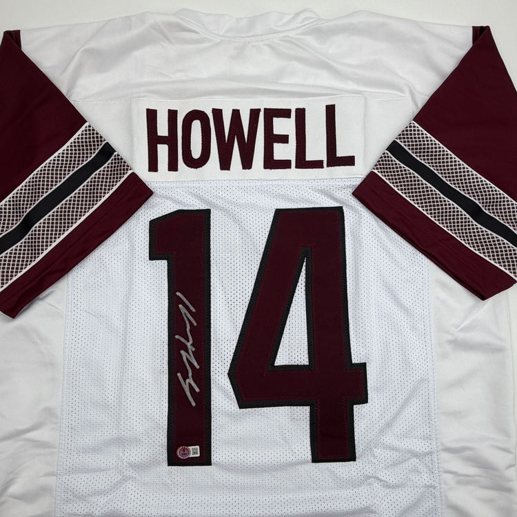 Autographed/Signed Sam Howell Washington White Football Jersey Beckett BAS COA