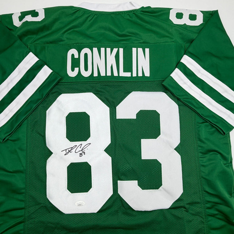 Autographed/Signed Tyler Conklin New York Green Football Jersey JSA COA