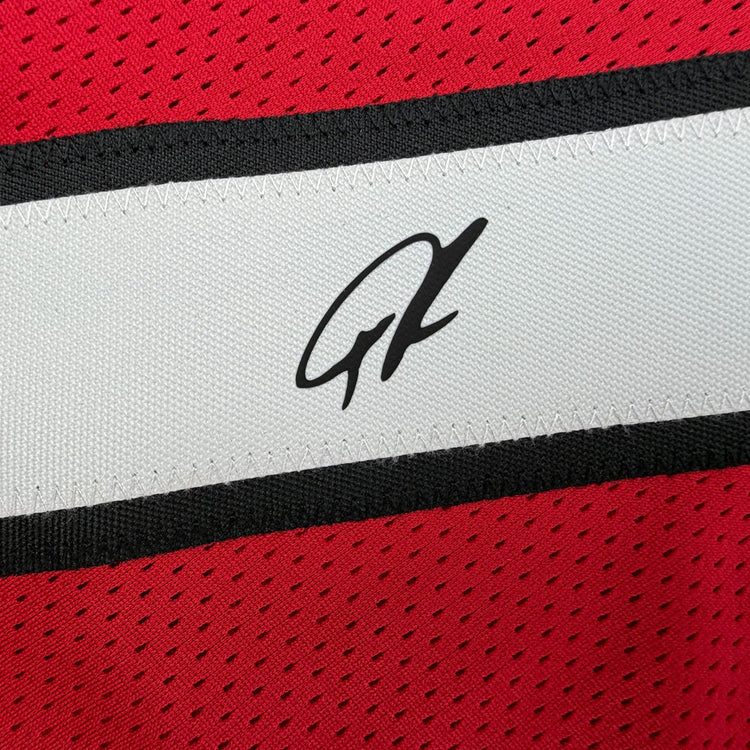 Facsimile Autographed Giannis Antetokounmpo Miami Red Reprint Laser Auto Basketball Jersey Size Men's XL