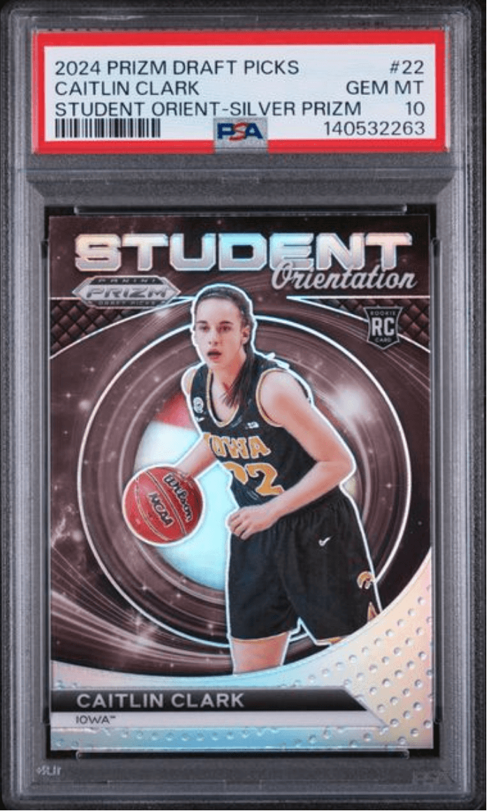 Graded 2024 Panini Prizm Draft Picks Caitlin Clark #22 Student Orientation Silver Prizm Rookie RC Basketball Card PSA 10 Gem Mint