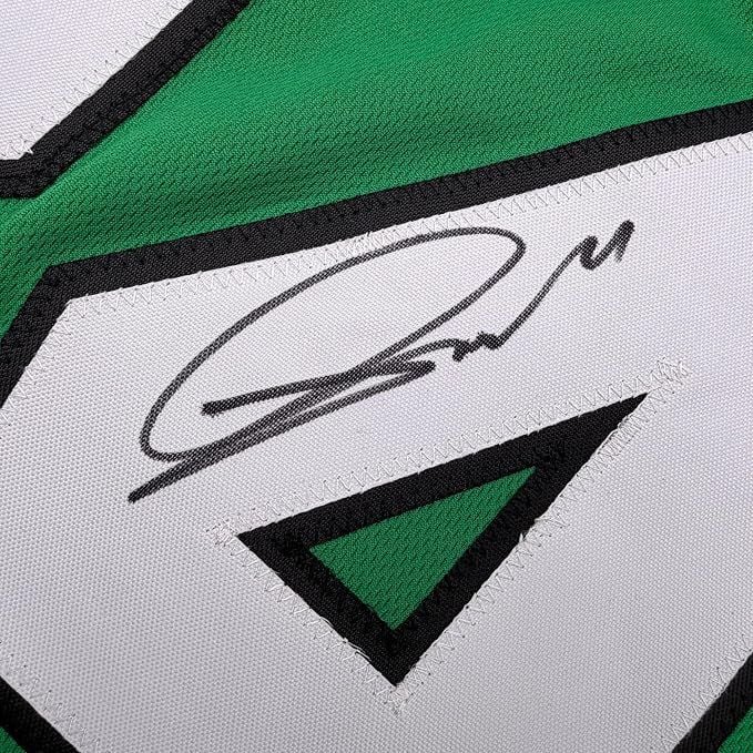 Framed Autographed/Signed Andrew Mukuba 35x39 Philadelphia Kelly Green Pro Cut Football Jersey JSA COA