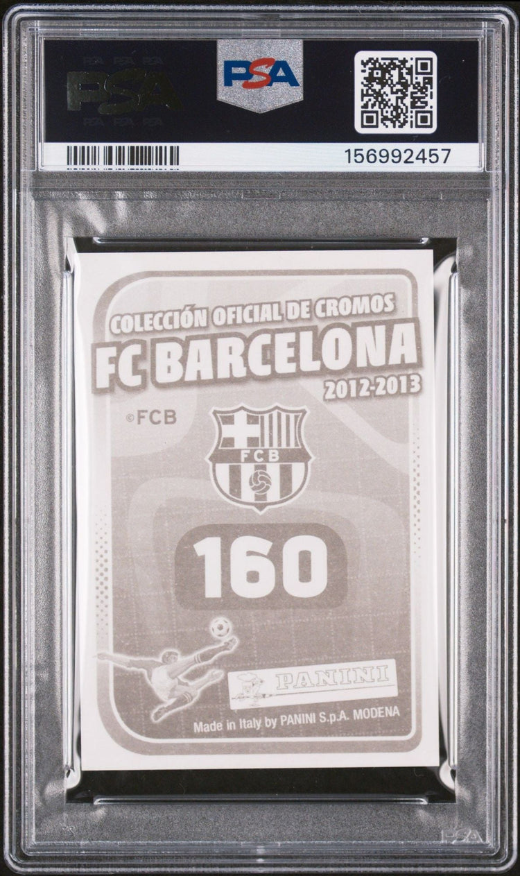 Graded 2012 Panini Lionel Messi #160 FC Barcelona Stickers Soccer Card PSA 10 Gem Mint