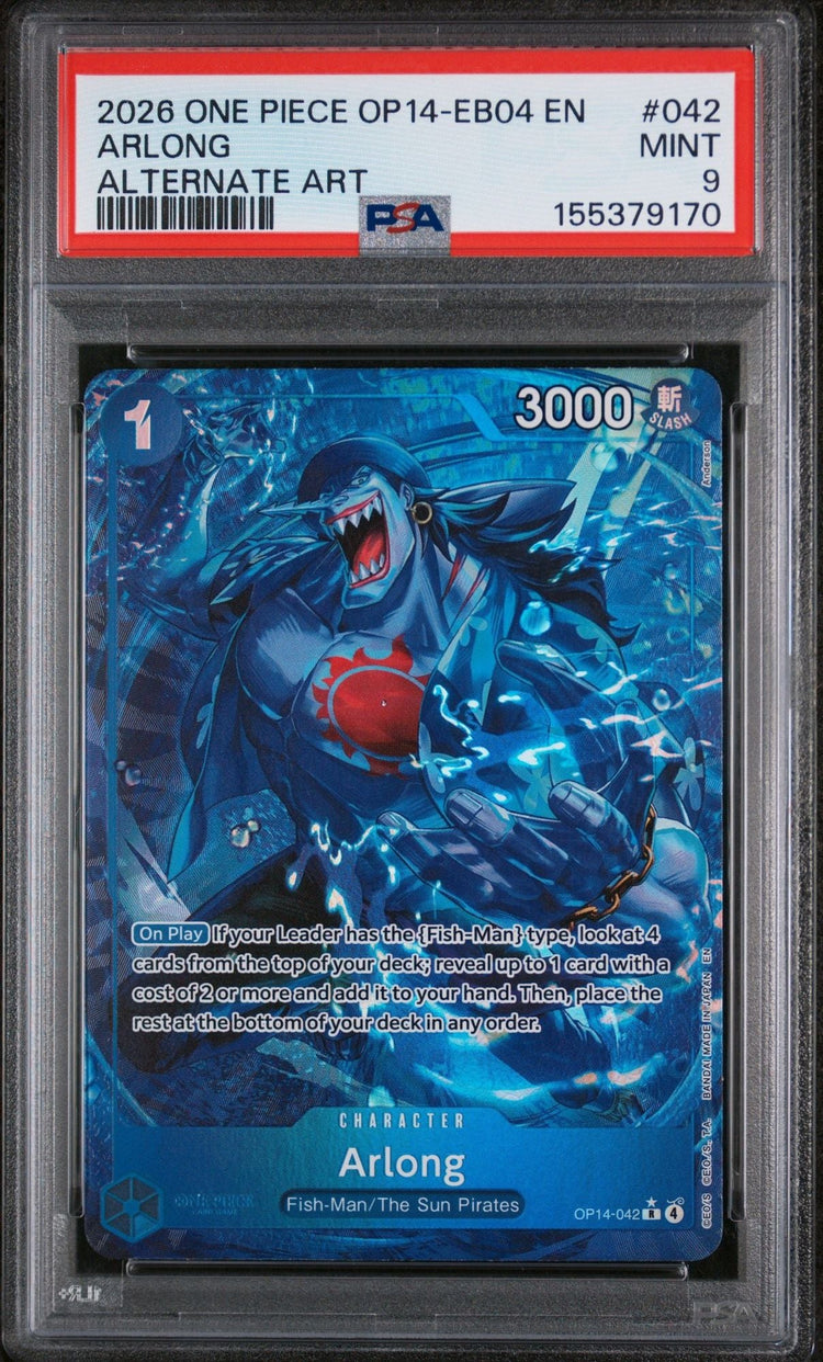 Graded 2026 One Piece Arlong #042 OP14 Trading Card Game PSA 9 Mint
