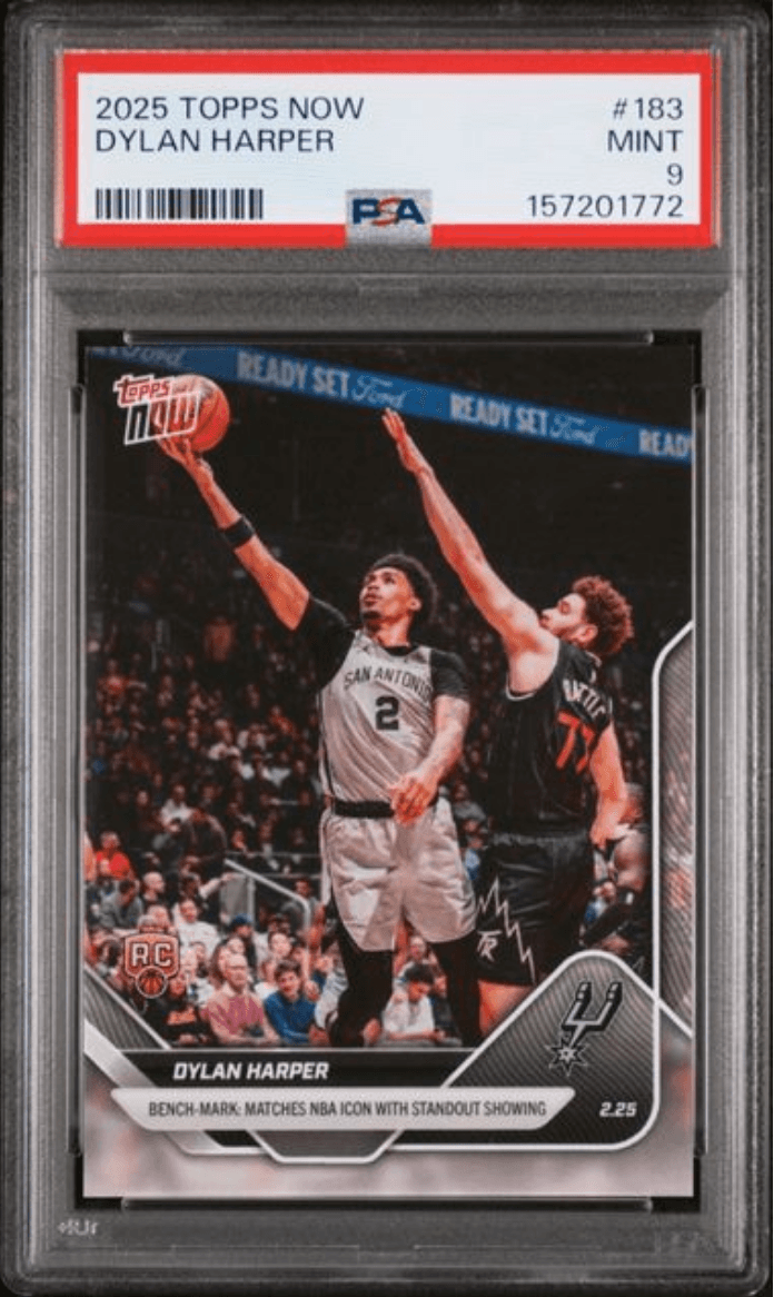 Graded 2025 Topps Now Dylan Harper #183 Rookie RC Basketball Card PSA 9 Mint