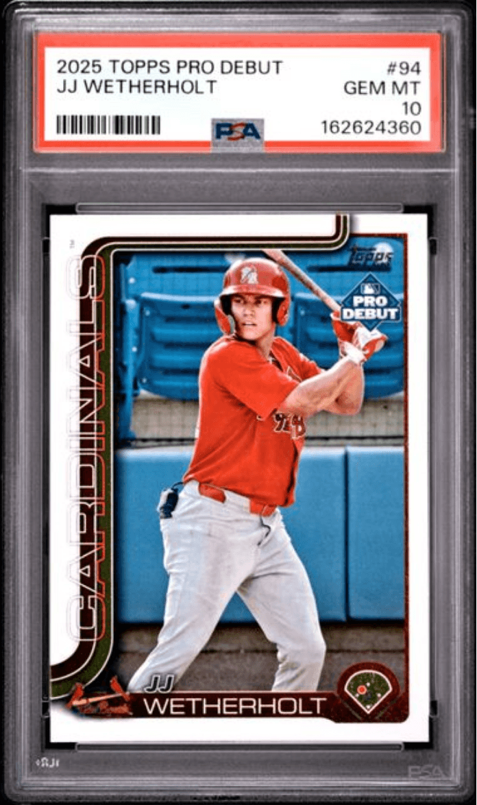 Graded 2025 Topps Pro Debut JJ Wetherholt #94 Rookie RC Baseball Card PSA 10 Gem Mint