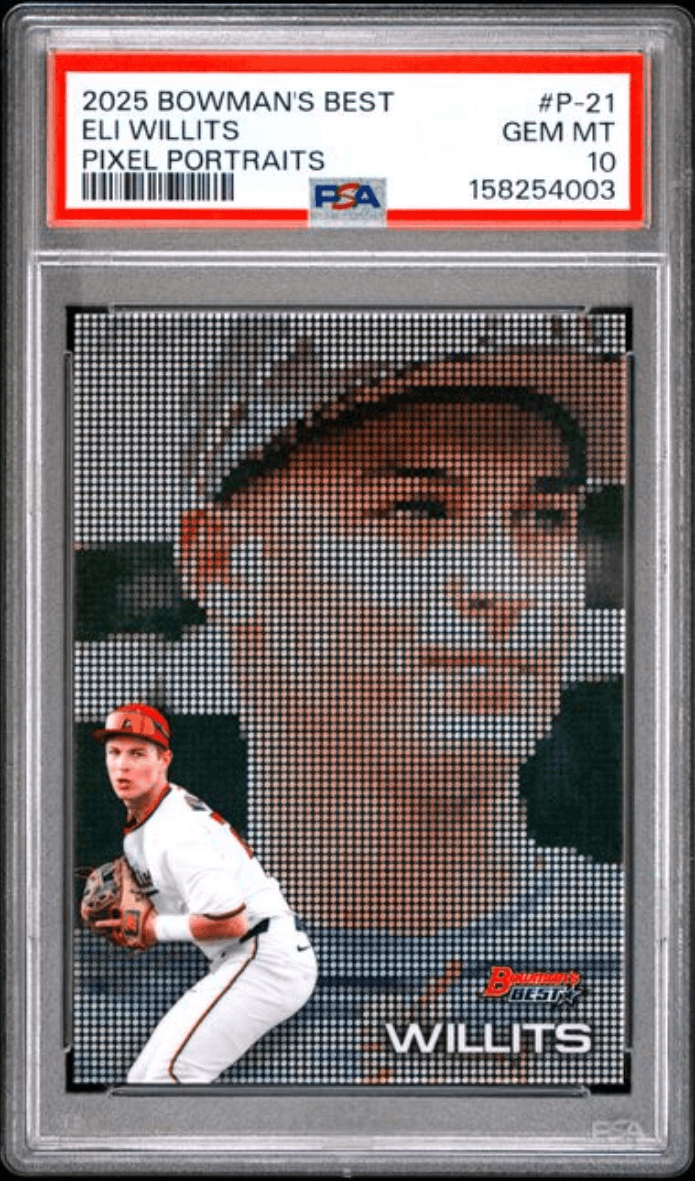 Graded 2025 Topps Bowmans Best Eli Willits #P21 Pixel Portraits Rookie RC Baseball Card PSA 10 Gem Mint