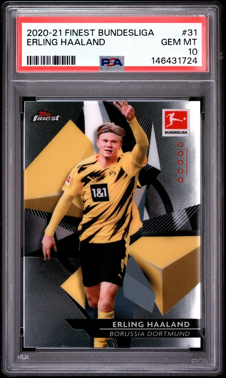 Graded 2020 Topps Finest Bundesliga Erling Haaland #31 Soccer Card PSA 10 Gem Mint