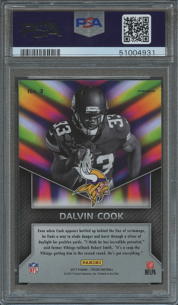 Graded 2017 Panini Prizm Dalvin Cook #3 Instant Impact Rookie RC Football Card PSA 10 Gem Mint