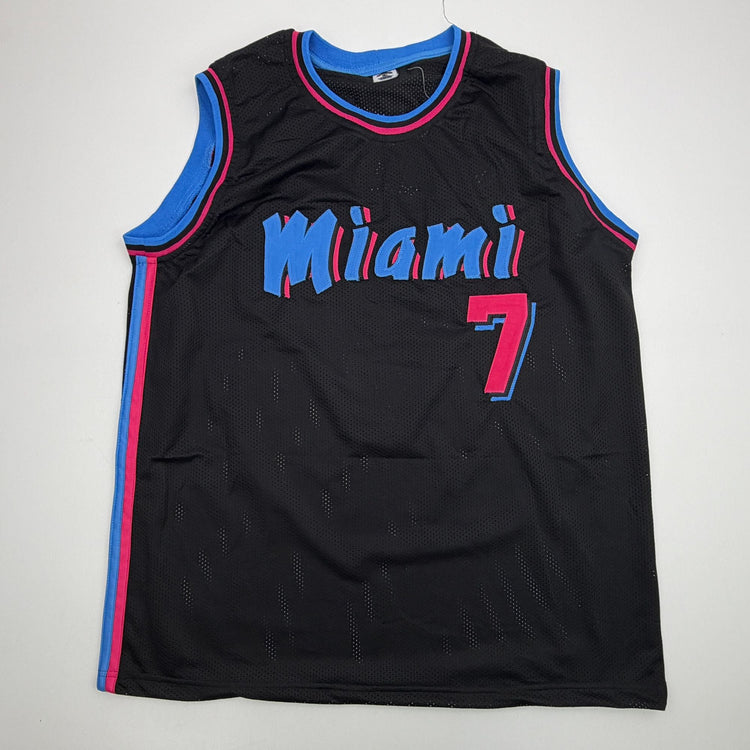 Facsimile Autographed Giannis Antetokounmpo Miami Black Vice Reprint Laser Auto Basketball Jersey Size Men's XL