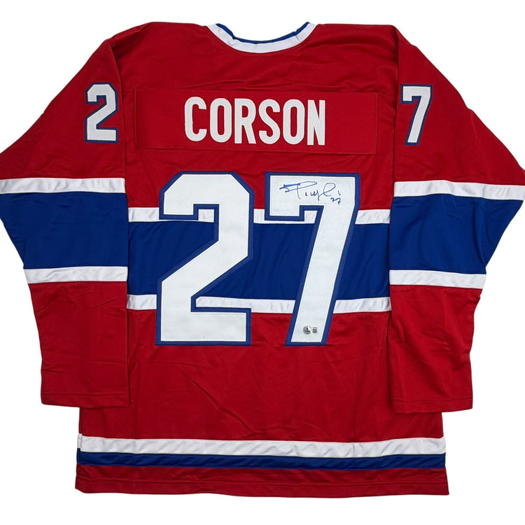 Autographed/Signed Shayne Corson Montreal Red Hockey Jersey Beckett BAS COA