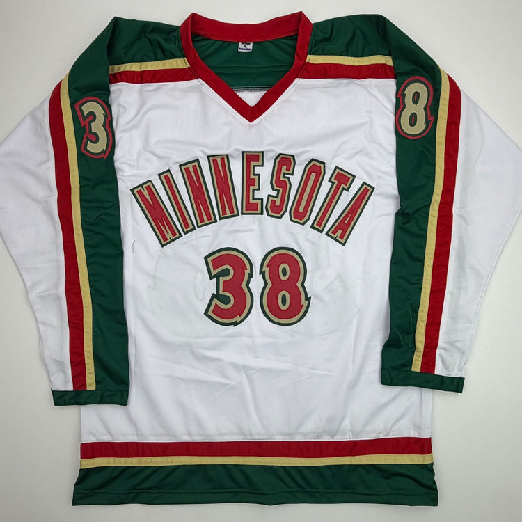 Autographed/Signed Ryan Hartman Minnesota White 25th Anniversary Hockey Jersey Beckett BAS COA