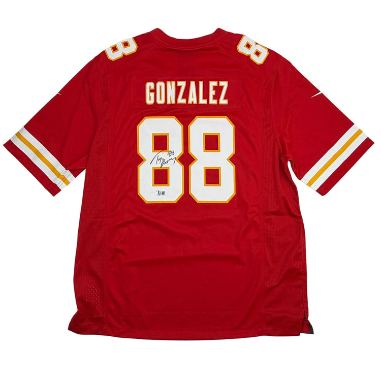 Autographed/Signed Tony Gonzalez Kansas City Chiefs Authentic Nike Red Football Jersey Beckett BAS COA