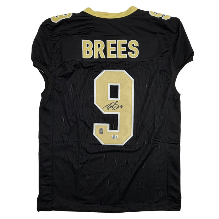 Autographed/Signed Drew Brees New Orleans Black Pro Cut Football Jersey Beckett BAS COA