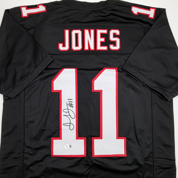 Autographed/Signed Julio Jones Atlanta Black Retro Football Jersey Beckett BAS COA
