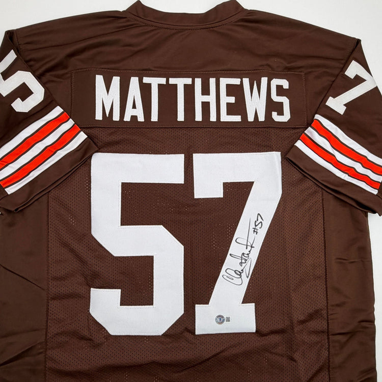 Autographed/Signed Clay Matthews Jr Cleveland Brown Football Jersey Beckett BAS COA