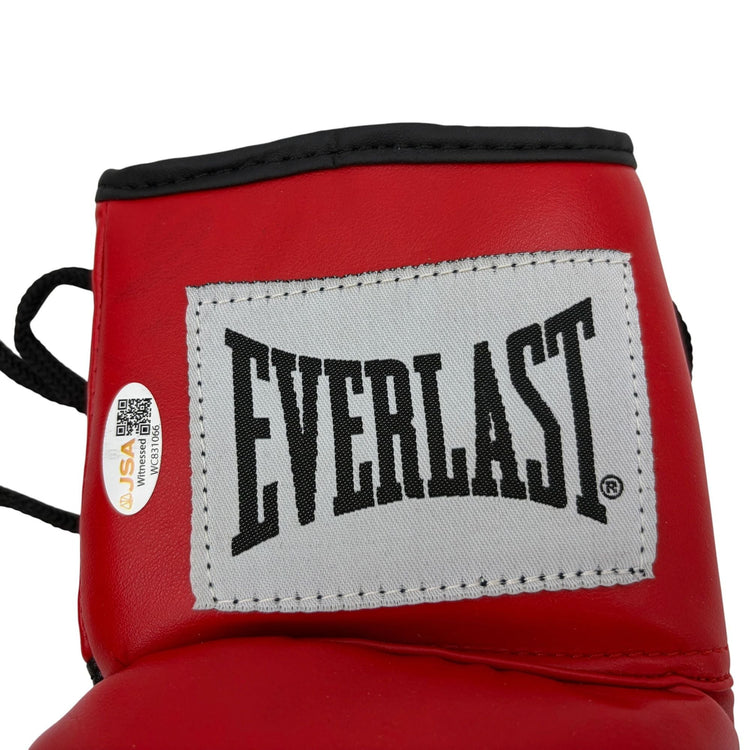 Autographed/Signed James Buster Douglas Red Everlast Boxing Glove JSA COA