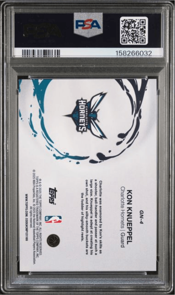 Graded 2025 Topps Kon Knueppel #GN4 Generation Now Holo Foil Rookie RC Basketball Card PSA 10 Gem Mint