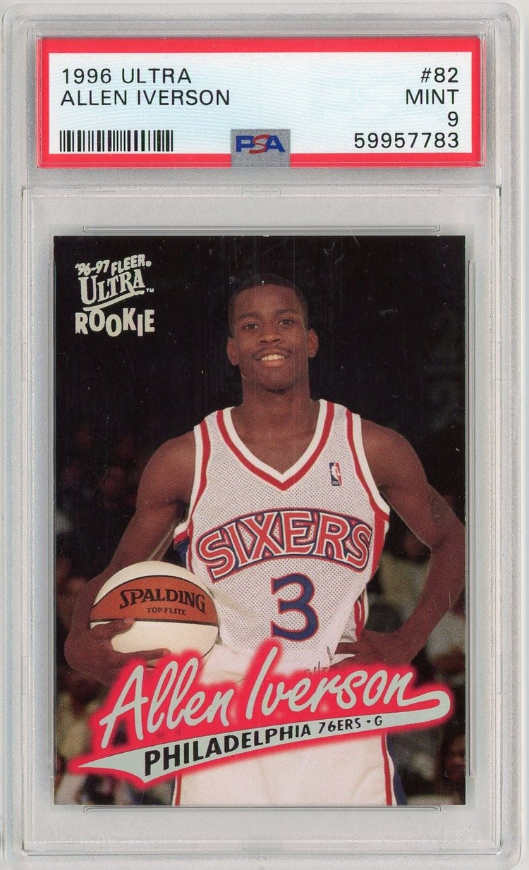 Graded 1996 Fleer Ultra Allen Iverson #82 Rookie RC Basketball Card PSA 9 Mint