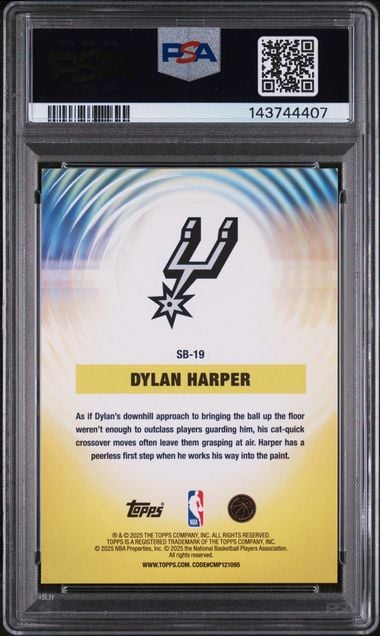 Graded 2025 Topps Dylan Harper #SB-19 Sonic Boom Rookie RC Basketball Card PSA 9 Mint