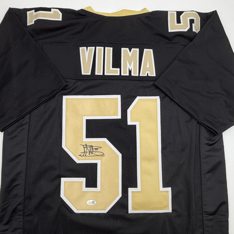 Autographed/Signed Jonathan Vilma New Orleans Black Football Jersey JSA COA