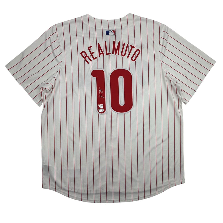 Autographed/Signed JT Realmuto Philadelphia Phillies Pinstripe Authentic Baseball Jersey Fanatics & MLB COA