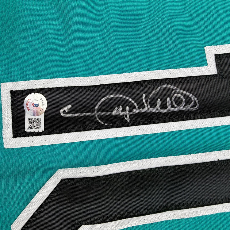 Autographed/Signed Gary Sheffield Florida Teal Baseball Jersey Beckett BAS COA