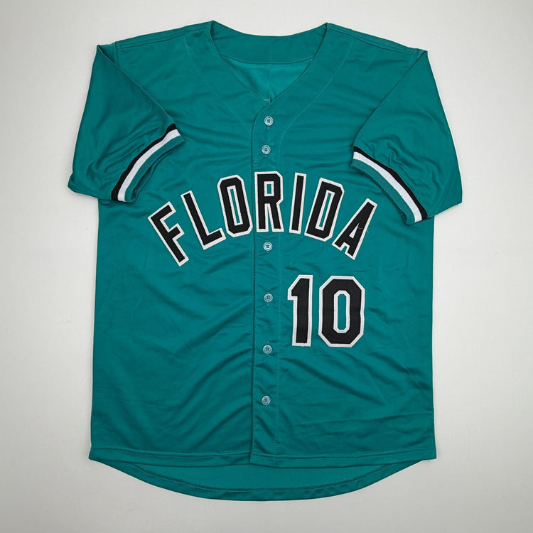 Autographed/Signed Gary Sheffield Florida Teal Baseball Jersey Beckett BAS COA