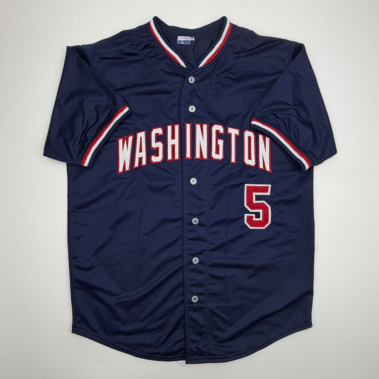 Autographed/Signed CJ Abrams Washington Blue Baseball Jersey Beckett BAS COA