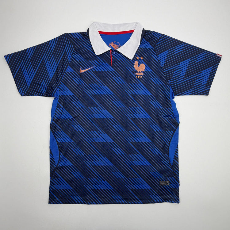 Autographed/Signed Ousmane Dembele France Blue Soccer Futbol Jersey Beckett BAS COA