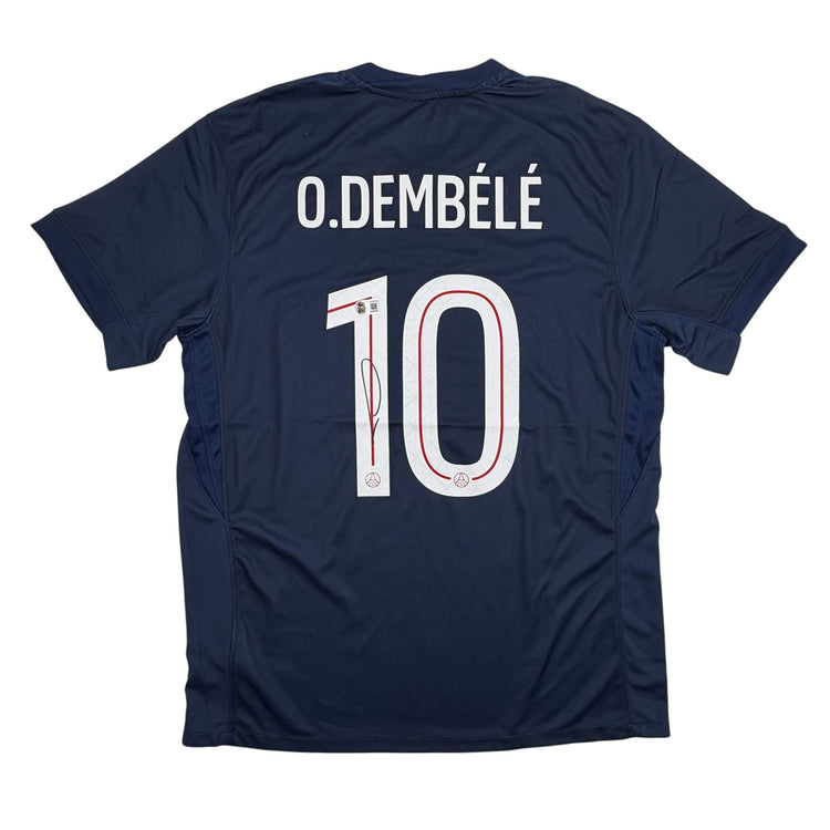 Autographed/Signed Ousmane Dembele PSG Paris Saint-Germain Blue Soccer Jersey Beckett BAS COA